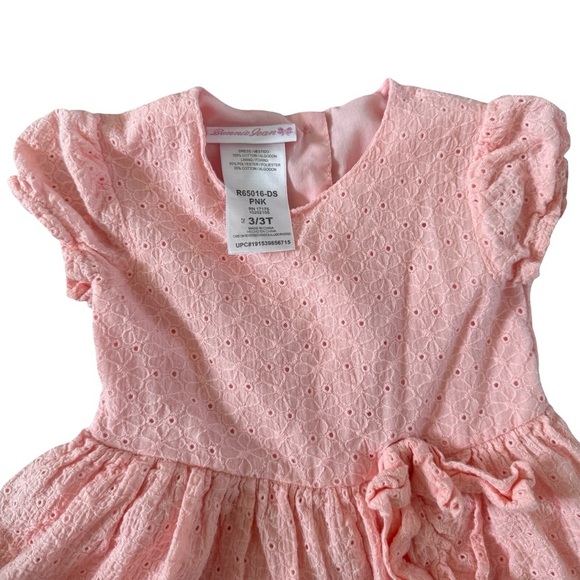 Bonnie Jean Toddler Girl Pink Eyelet Dress Size 3T - Picture 4 of 4